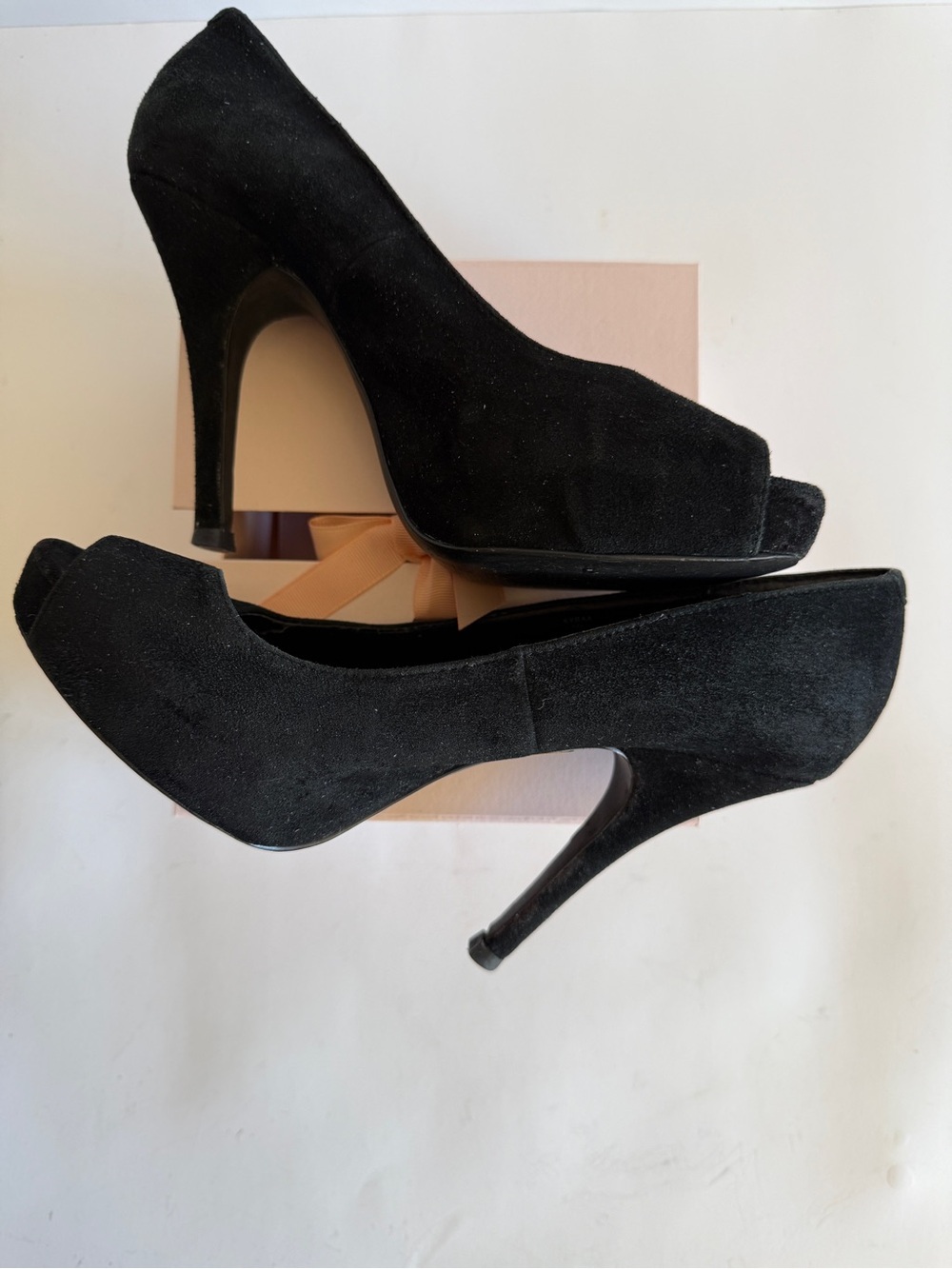 PreLoved Steve Madden Black Suede Y2K Peep Toe Platform Pumps 7.5 Fair Condition - Picture 7 of 17